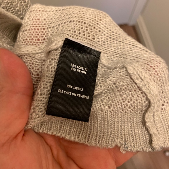 Grey Bell Sleeve Pointelle Cardigan NWT - Picture 7 of 8